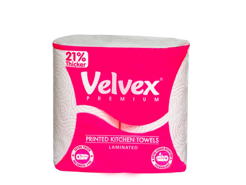 Packaged paper towel product photographed against a white background
