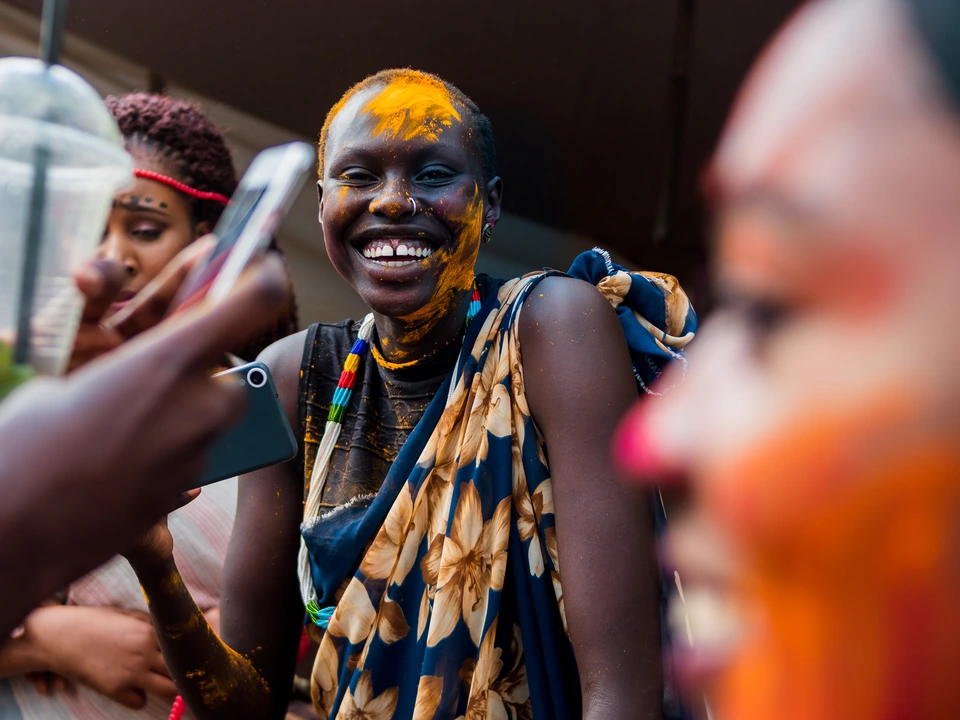 Event participant with painted face