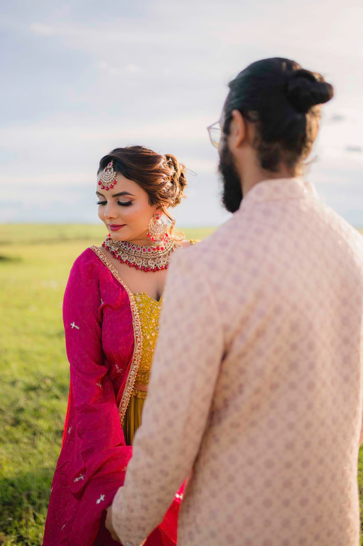 Wedding couple photographed in soft natural light